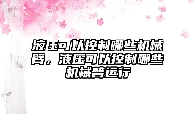 液壓可以控制哪些機械臂，液壓可以控制哪些機械臂運行