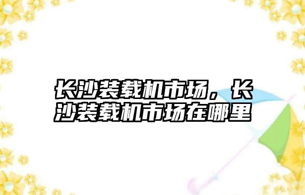 長沙裝載機市場，長沙裝載機市場在哪里