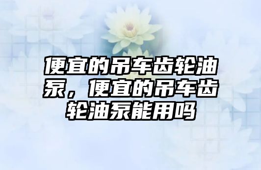 便宜的吊車齒輪油泵，便宜的吊車齒輪油泵能用嗎