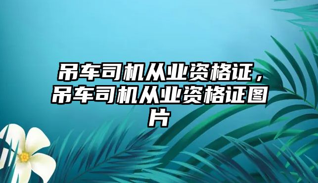 吊車司機從業資格證，吊車司機從業資格證圖片