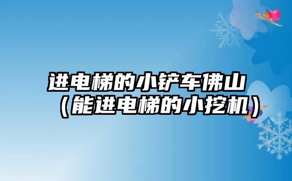 進電梯的小鏟車佛山（能進電梯的小挖機）