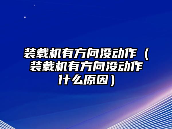 裝載機有方向沒動作（裝載機有方向沒動作什么原因）