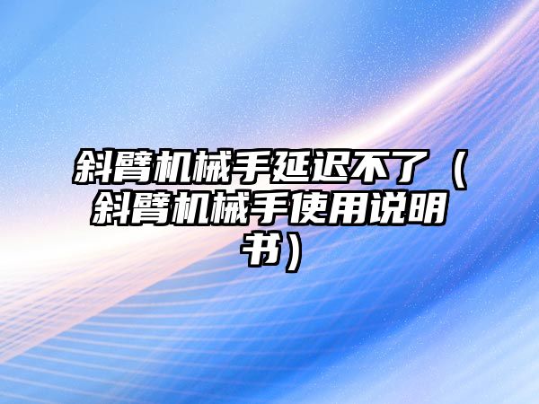 斜臂機械手延遲不了（斜臂機械手使用說明書）