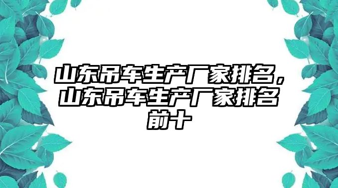 山東吊車生產廠家排名，山東吊車生產廠家排名前十