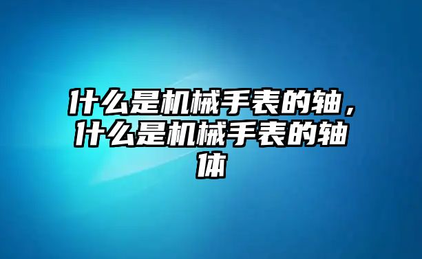 什么是機械手表的軸，什么是機械手表的軸體