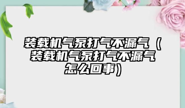 裝載機氣泵打氣不漏氣（裝載機氣泵打氣不漏氣怎么回事）