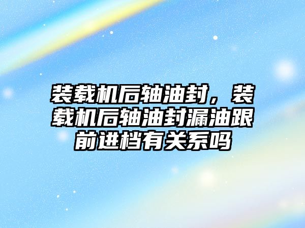 裝載機后軸油封，裝載機后軸油封漏油跟前進檔有關系嗎