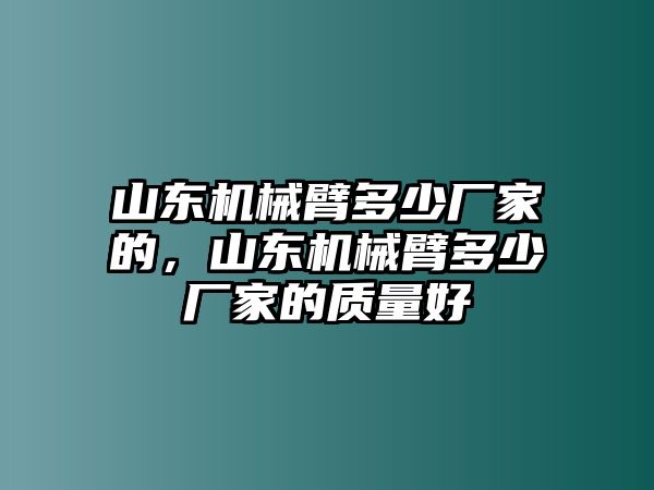 山東機械臂多少廠家的，山東機械臂多少廠家的質量好