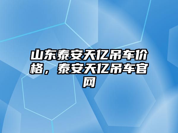 山東泰安天億吊車價格，泰安天億吊車官網