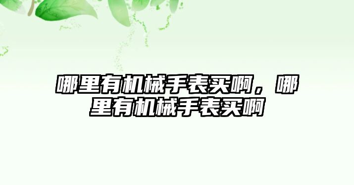 哪里有機械手表買啊，哪里有機械手表買啊