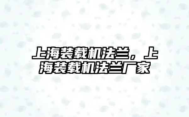 上海裝載機法蘭，上海裝載機法蘭廠家