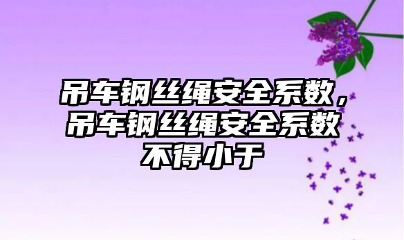 吊車鋼絲繩安全系數，吊車鋼絲繩安全系數不得小于